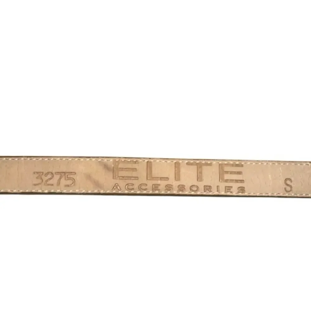 Elite Tan Faux Leather Skinny Chain Belt Turquoise Stone Western Boho Small‎